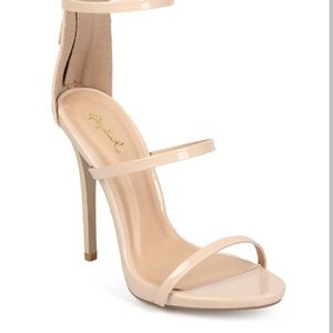 🔅Qupid Nude Triple Strap Heels